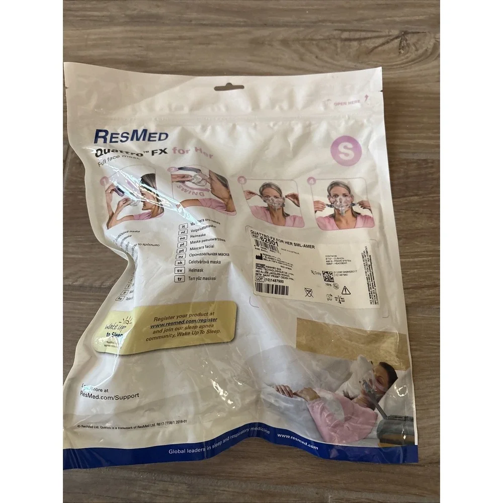 ResMed Full Face Mask Headgear Quattro Air For Her 62501 Small / Sealed New